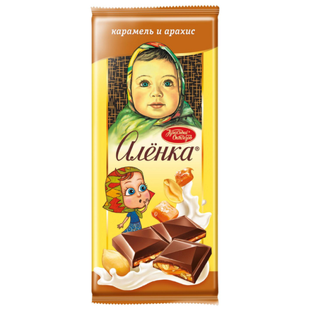 Шоколад Аленка Красный Октябрь соленая карамель и арахис 90 гр