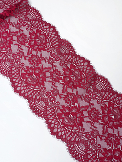 Кружево шантильи гранат эластичное ширина 22 см