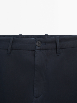 Massimo Dutti Зауженные брюки чинос из трикотина, темно-синий