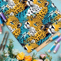 Ткань премиум сатин крупные хищные кошки