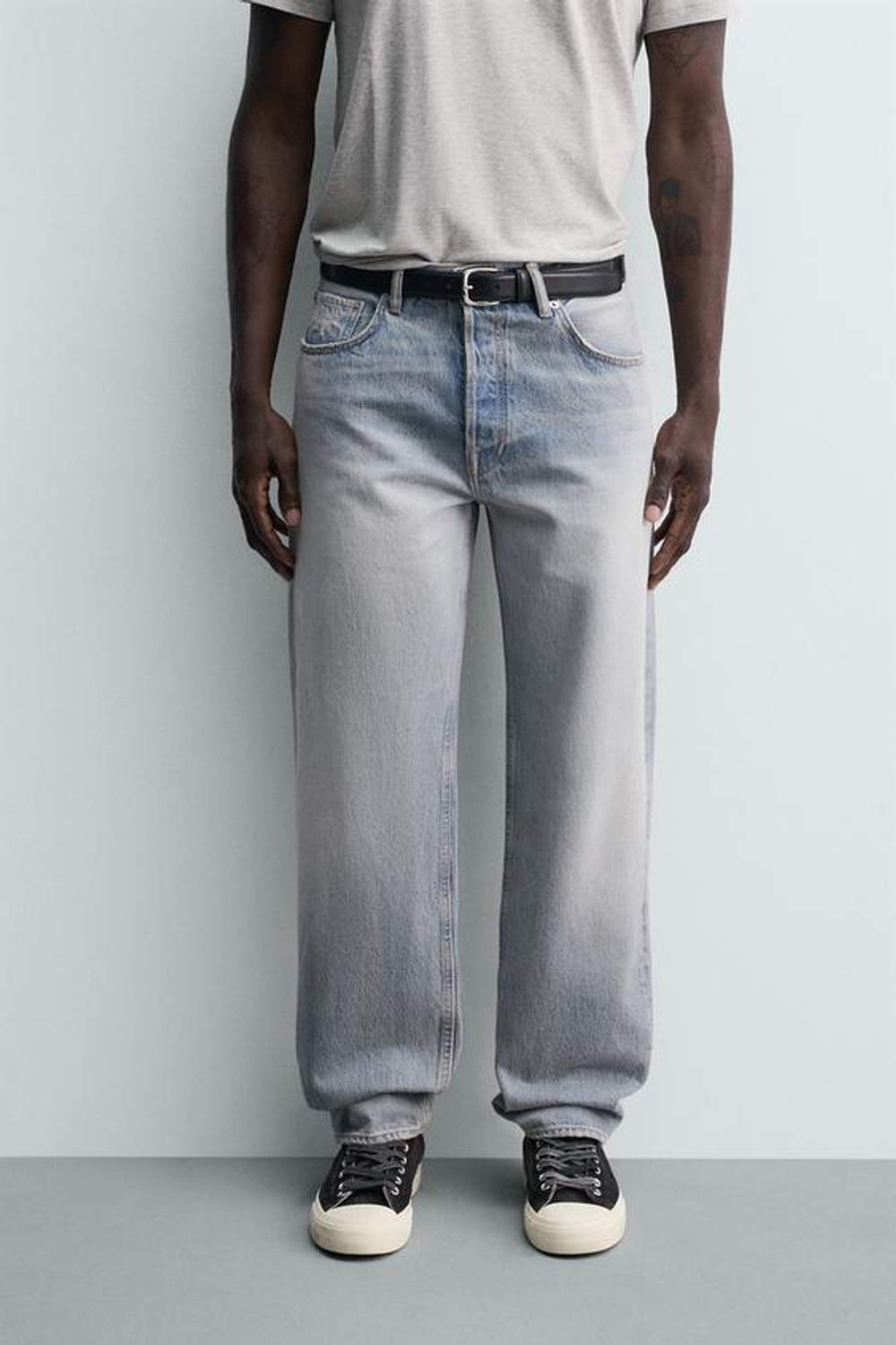 ZARA ДЖИНСЫ STRAIGHT FIT, СТАЛЬНОЙ СИНИЙ