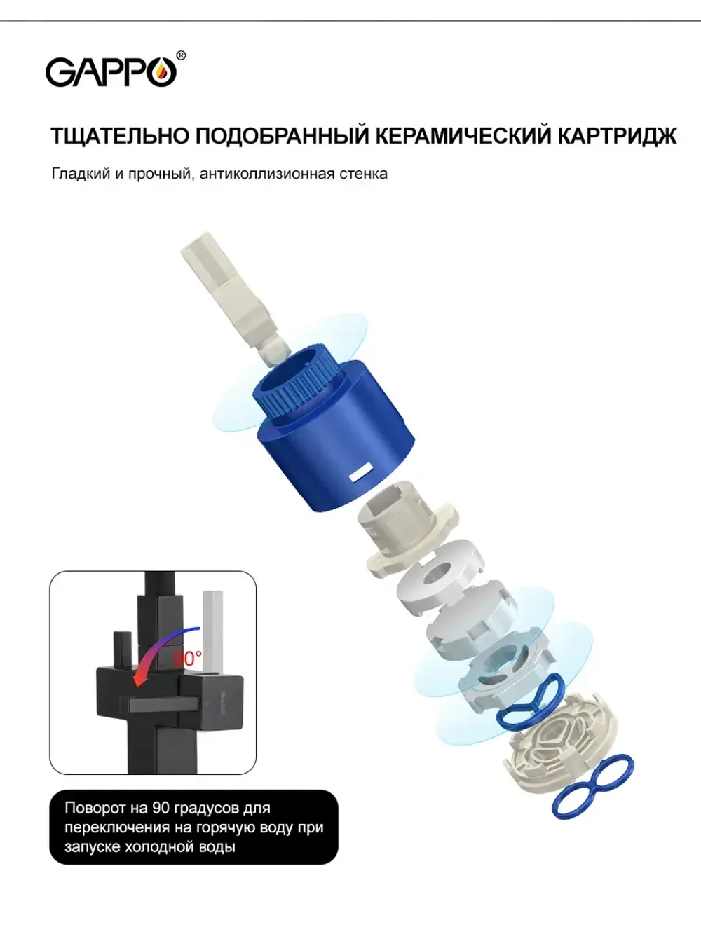 Смеситель для кухни с подключением к фильтру Gappo G4395-36