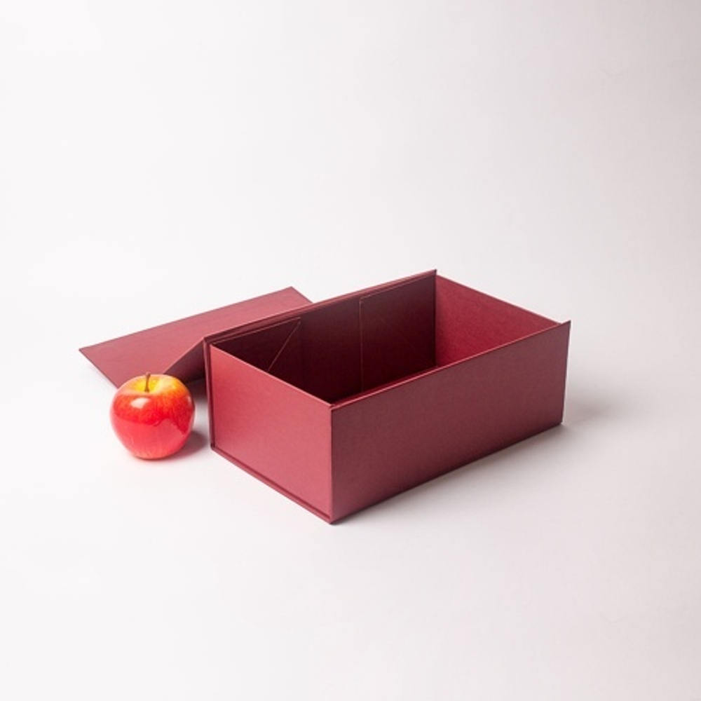 Коробка самосборная на магнитах 30х10х18, бордо, дизайнерская бумага