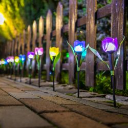 USL-C-453-PT305 PURPLE TULIP Садовый светильник на солнечной батарее Лиловый тюльпан. Белый свет. 1xLR аккумулятор в-к. IP44. TM Uniel.