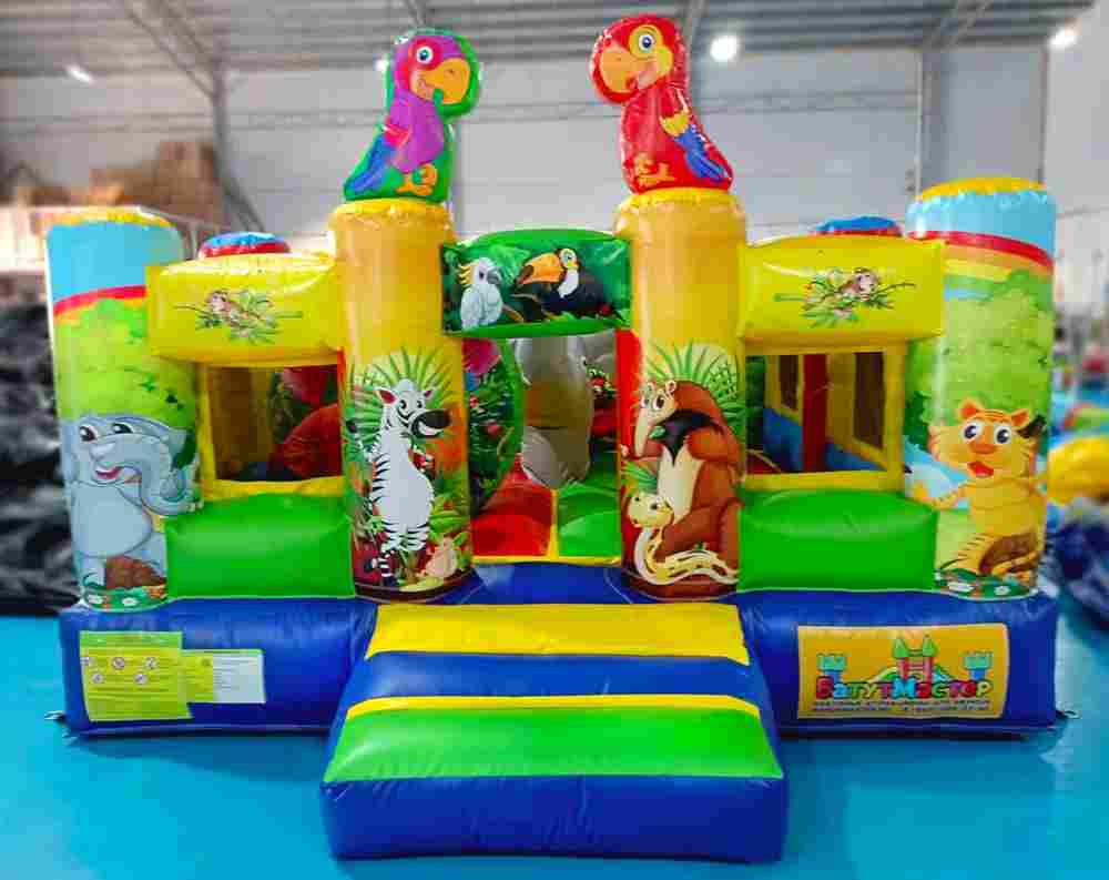 Детский надувной батут «Попугайчики» без горки, размер 3,5*3,5*2,5 м.