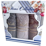 Набор из 3-х махровых полотенец в подарочной упаковке, 100% хлопок, Китай.