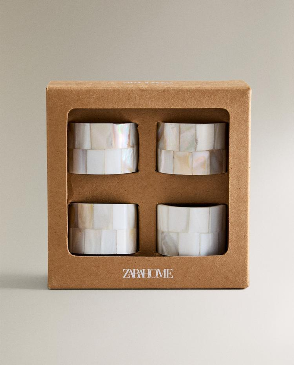 ZARA HOME ПЕРЛАМУТРОВЫЕ КОЛЬЦА ДЛЯ САЛФЕТОК (НАБОР ИЗ 4 ШТ.), СВЕТЛО-БЕЖЕВЫЙ
