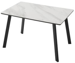 Стол ТИК ТАК 120  Белый мрамор активный, керамика / Черный каркас М-City