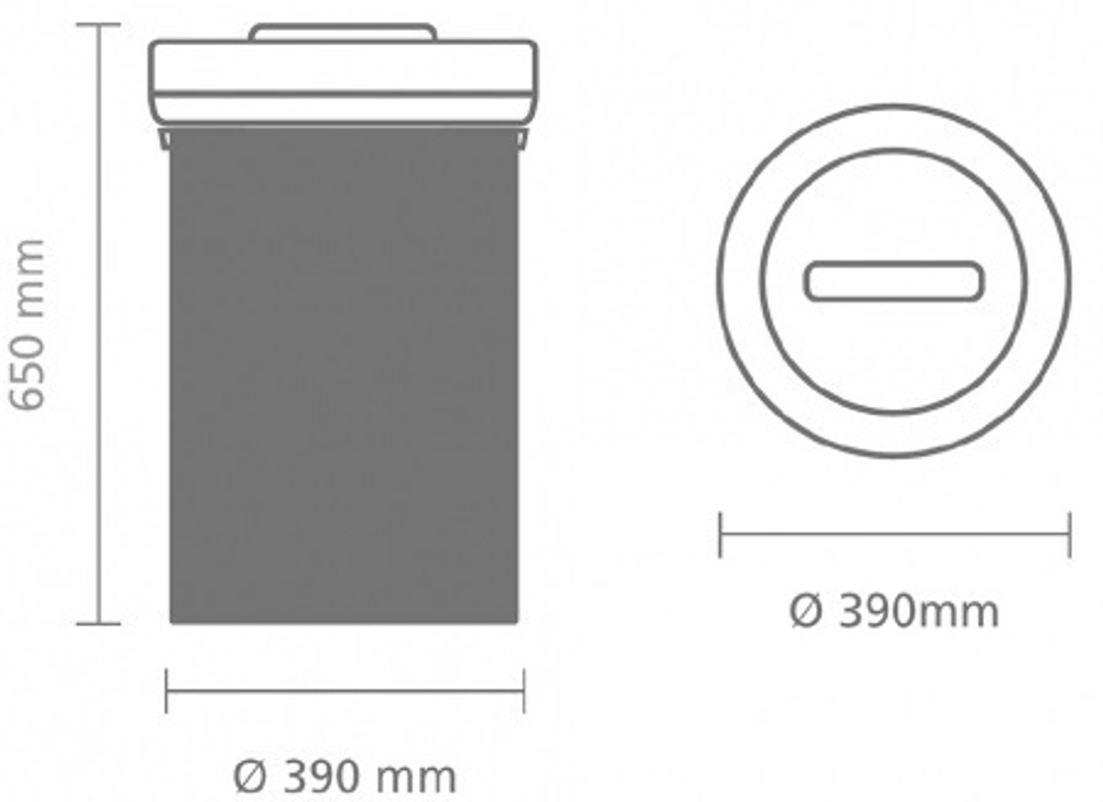 Ведро Brabantia 60л полированная сталь габаритный чертеж