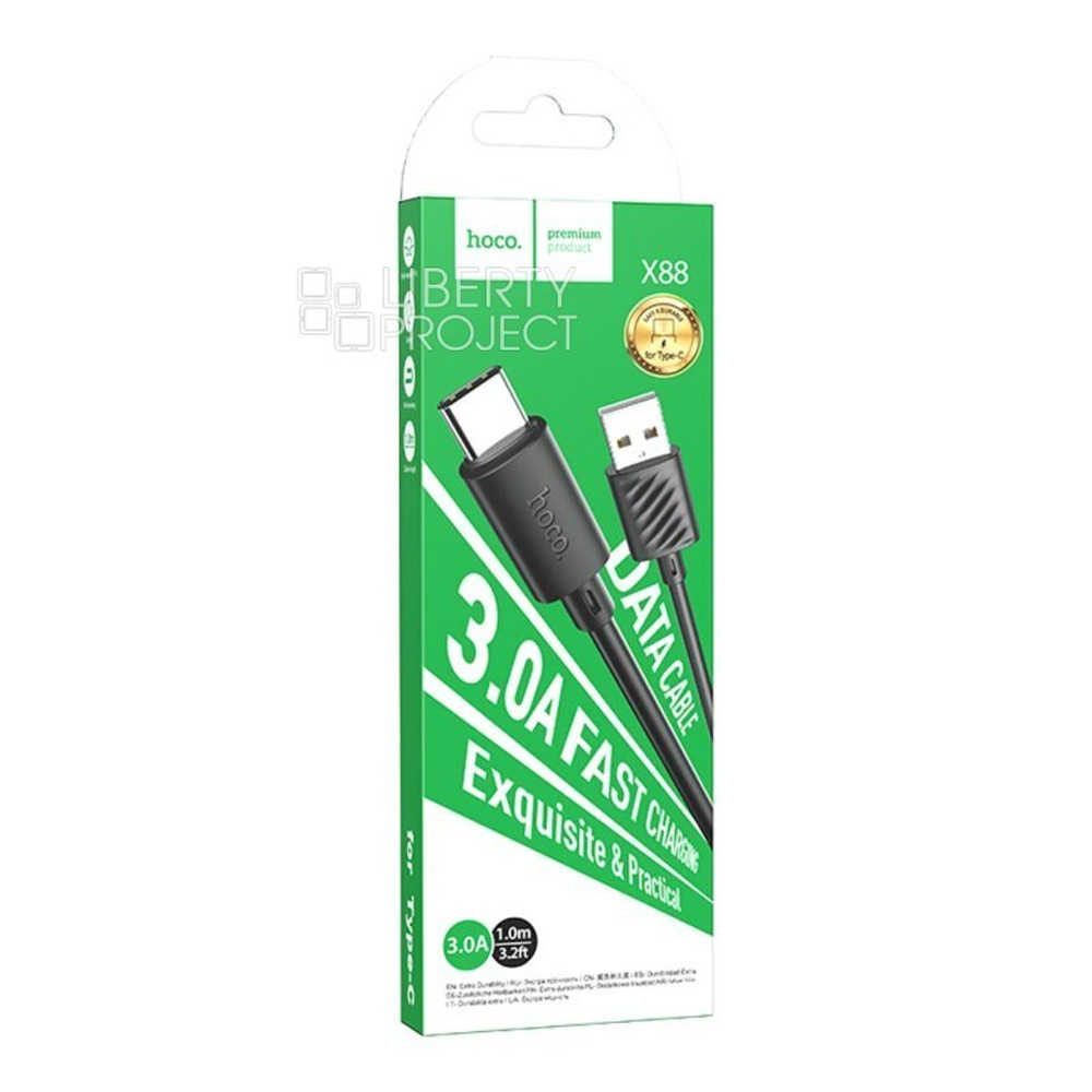 Кабель HOCO X88 USB-Type-C 3A 1м PVC Black