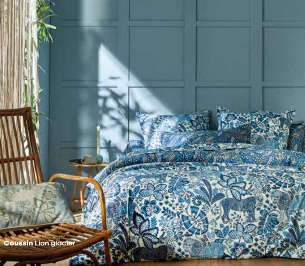 Постельное белье 1.5 спальное Blanc des Vosges Jungle Indigo синее