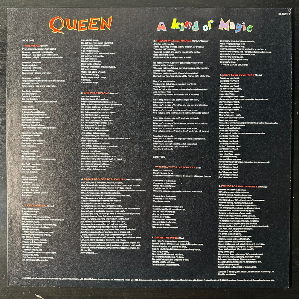 Queen ‎– A Kind Of Magic (Европа 1986г.)