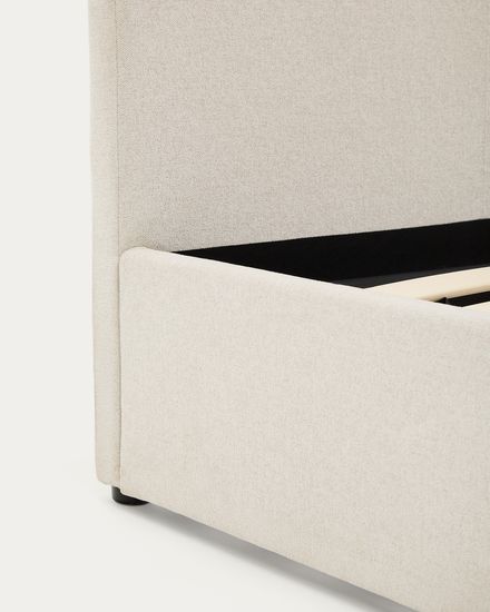 Кровать Nahiri бежевого цвета из шенилла с ящиком для хранения 180 x 200 см