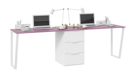 Стол письменный Порто41, с ящиками, белый/фиолетовый,2x75,1 см