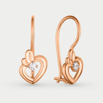 Серьги детские с фианитами из красного золота 585 пробы (арт. 026512-1102)