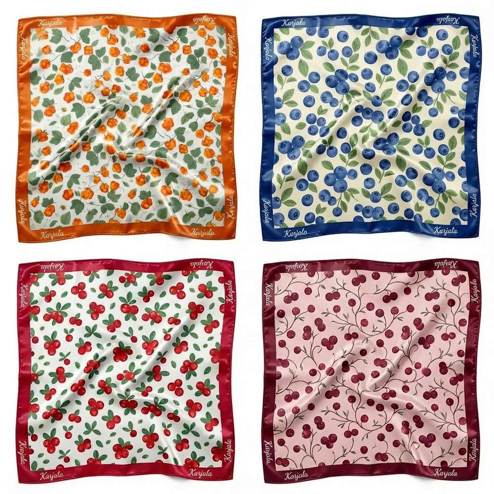 Шейный платок «Карельская клюква», 70×70 см