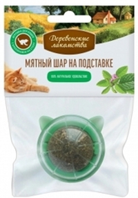 Лакомство Деревенские лакомства Мятный шар для кошек, на подставке, 26 г