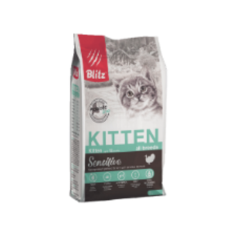 Сухой корм для котят, беременных и кормящих кошек Blitz Sensitive Kitten All Breeds с индейкой, 2 кг