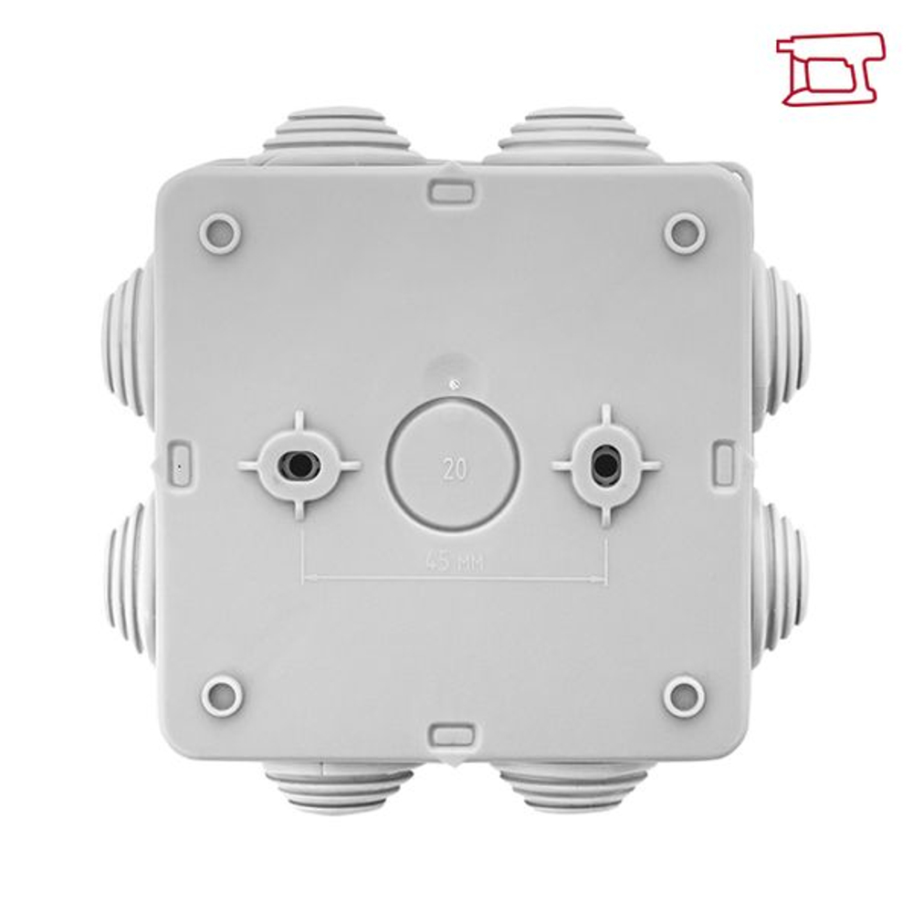 Коробка распределительная КМР-030-031 с крышкой (85x85x40) для прямого монтажа 8 мембр. вводов серая IP55 розн. стикер EKF