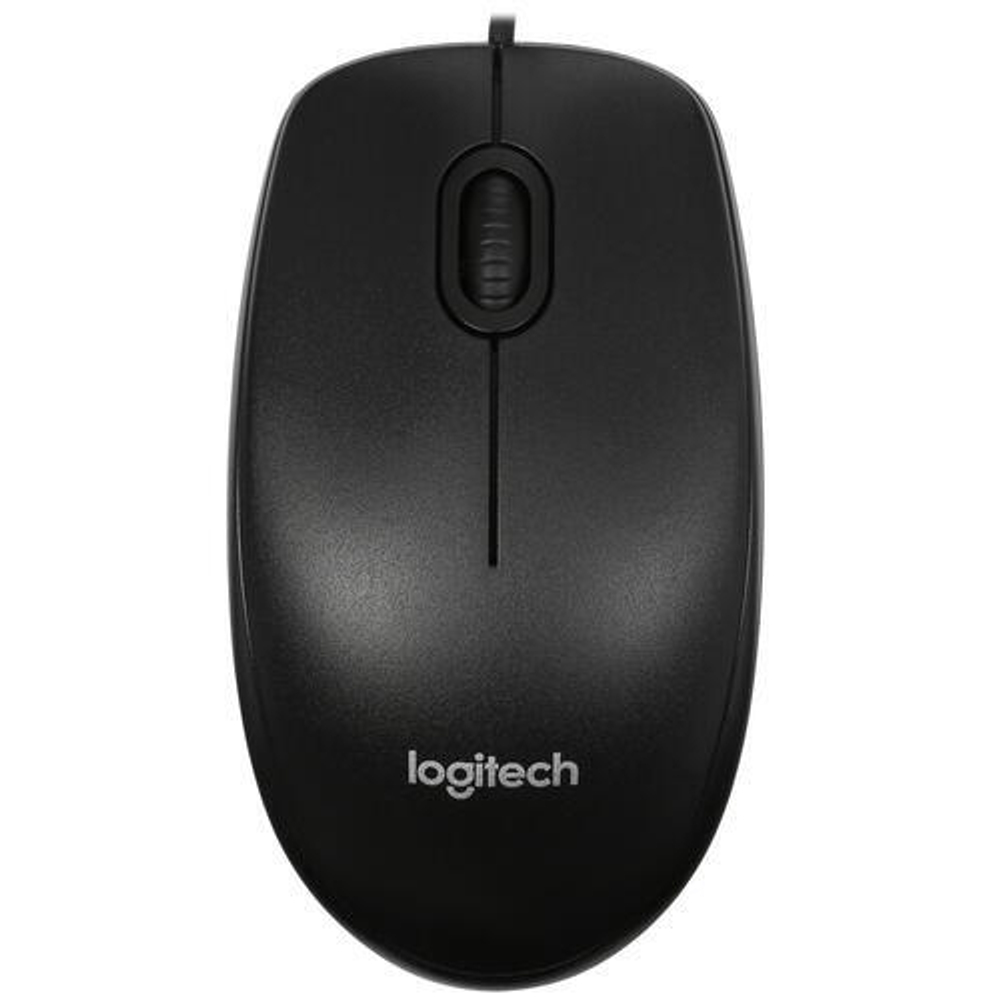 Мышь проводная Logitech B100, 800dpi, черный, Retail, 1.8м (910-005547)