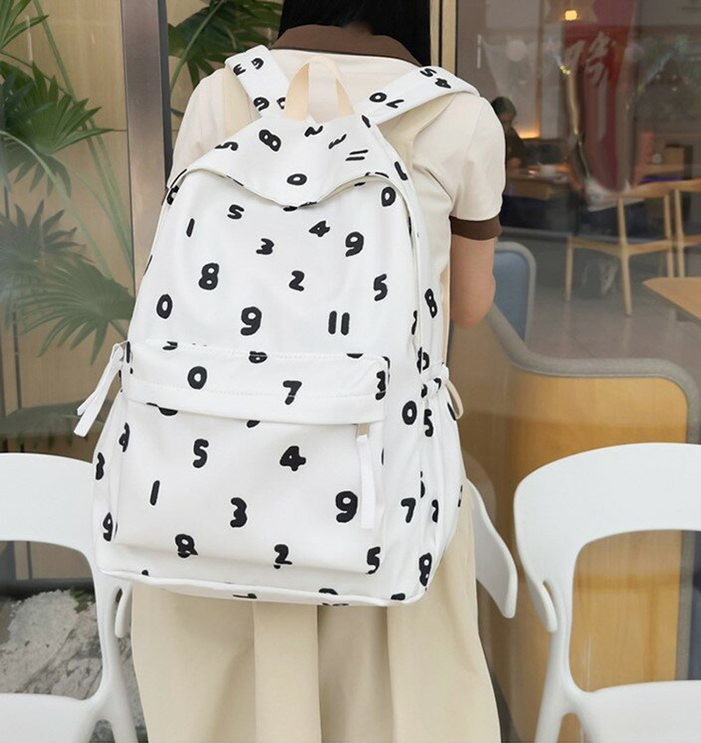 Рюкзак женский мужской школьный, для студентов молодежный, белый
