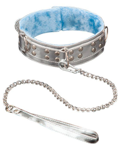 Серебристый ошейник из искусственной кожи