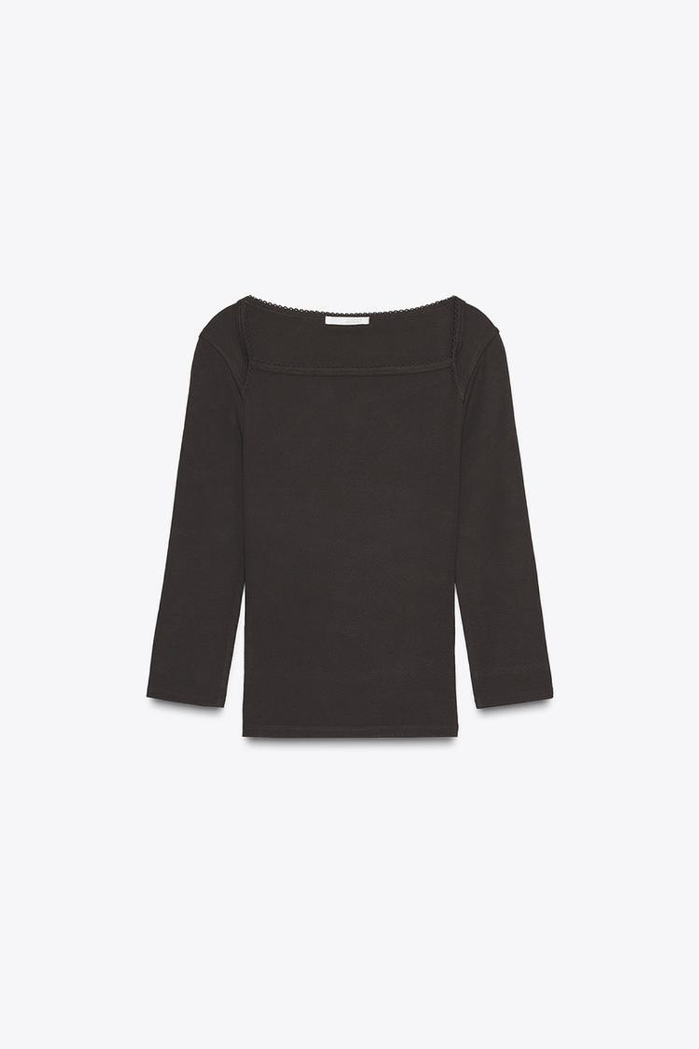 ZARA ФУТБОЛКА ИЗ ХЛОПКА И МОДАЛА, КОРИЧНЕВЫЙ
