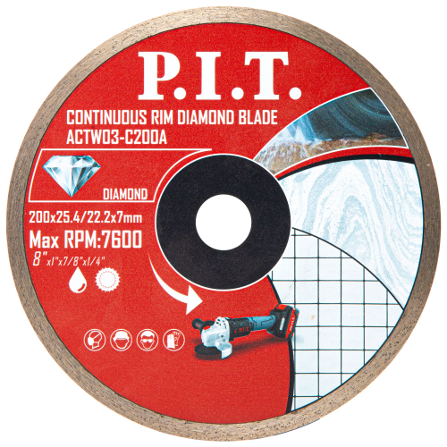 (ХОС) Диск алмазный отрезной сплошной P.I.T. 200x25,4/22,3x1,6 мм (ACTW03-C200A)