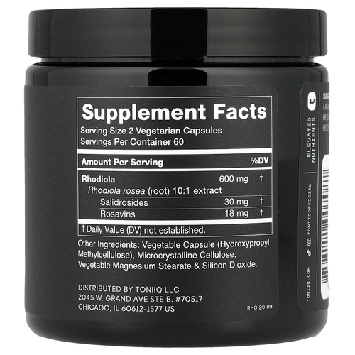Toniiq, Родиола 5%, 120 капсул (300 мг на капсулу)