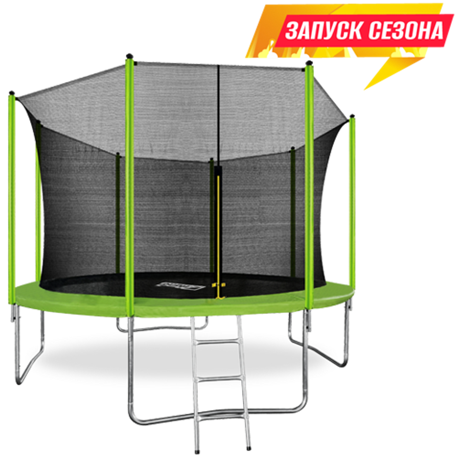 ARLAND Батут 12FT с внутренней страховочной сеткой и лестницей (Light green) фото №2