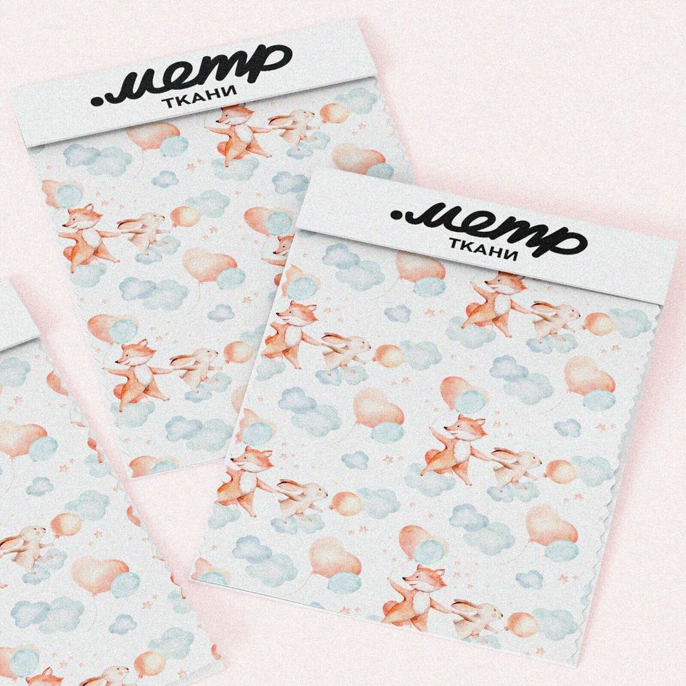 Ткань шифон лисята акварельные