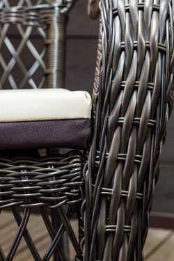 Кресло из искусственного ротанга МЭДИСОН НЬЮ «MEDISON NEW» арт.A6348 dark brown с подушками на сидение