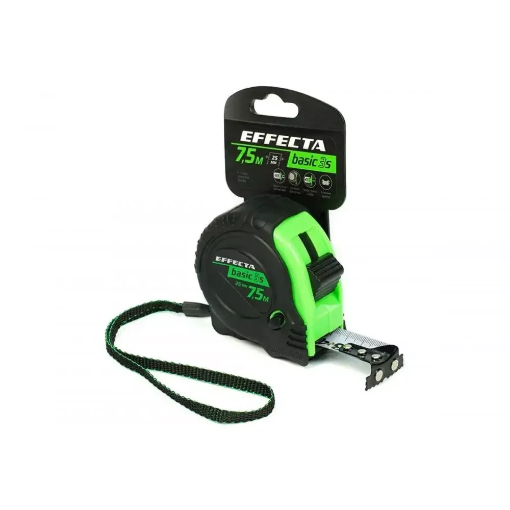Рулетка 3 стопа с магнитом  7,5мх25мм EFFECTA Basic 3S   577525S