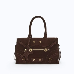 MANC ЗАМШЕВАЯ СУМКА "ZOUZOU", ТЕМНО-КОРИЧНЕВЫЙ
