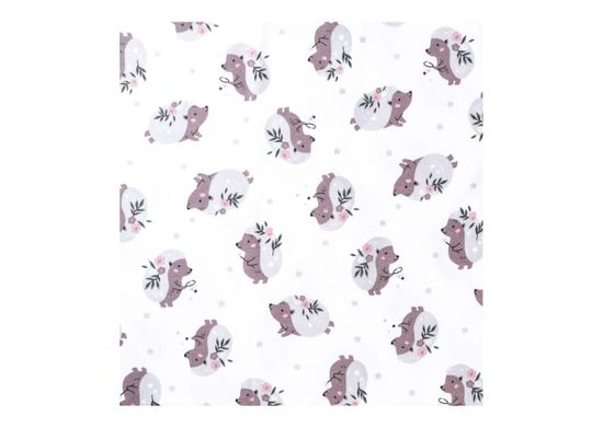 Простынь для кроватки KIDI soft от 0 до 4 лет (ёжики с цветами, трикотаж)