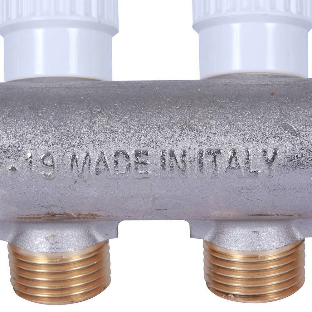 Коллектор распределительный  3/4", 4 отвода 1/2" плоское уплотнение