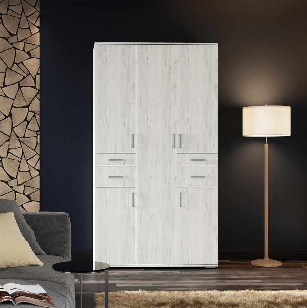 НЕЛЬСОН-2 Шкаф 3-х дверный Дуб крафт белый / Дуб крафт белый