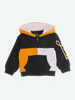 Кардиган трикотажный с капюшоном GUESS Черный/Белая и оранжевая вставки/Термопринт: логотип (Мальчик)