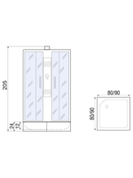 Душевая кабина RIVER  QUADRO Б/К 90/24 MT 90х90 см,  матовое стекло, поддон средний