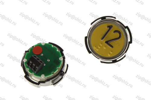 Кнопка (кнопочный модуль) RT42 RUS "12 Этаж", круглая, красная подсветка, Брайль.