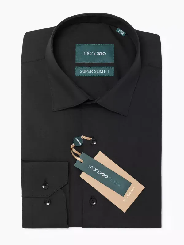 Рубашка приталенная с вытачками на спине SUPER SLIM FIT, черная