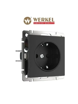 Розетка с заземлением скрытой установки Werkel W1171008 черная матовая