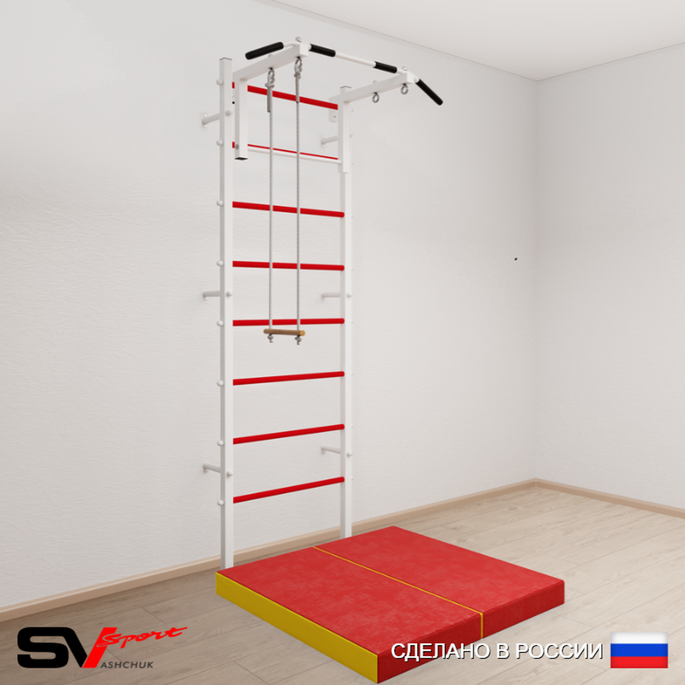 Шведская стенка Sv Sport 5124 (Турник стандарт/Трапеция/Мат 1м)