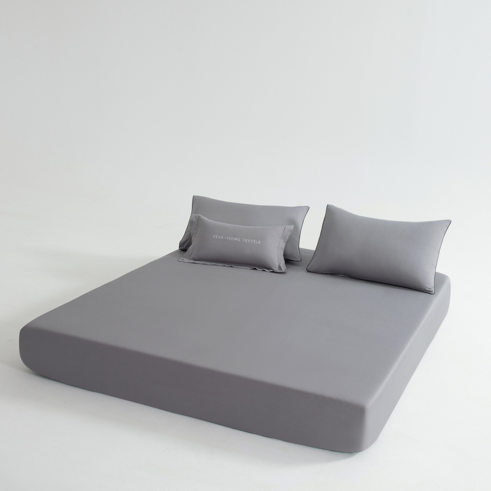 КПБ Однотонный Сатин Элитный на резинке OCER014, Евро, 4 наволочки, простынь 140*200*30