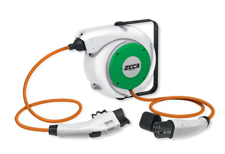 Катушка кабельная зарядки электромобилей 3+1 метр, 230В 1Ф, 16А, вилка - тип 2, ZECA (Италия)