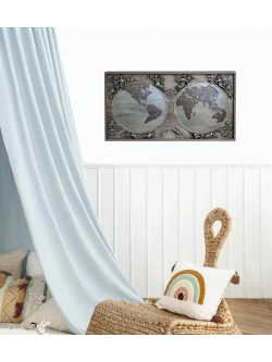 Картина из дерева "Карта Мира" 44х23,5х4 см