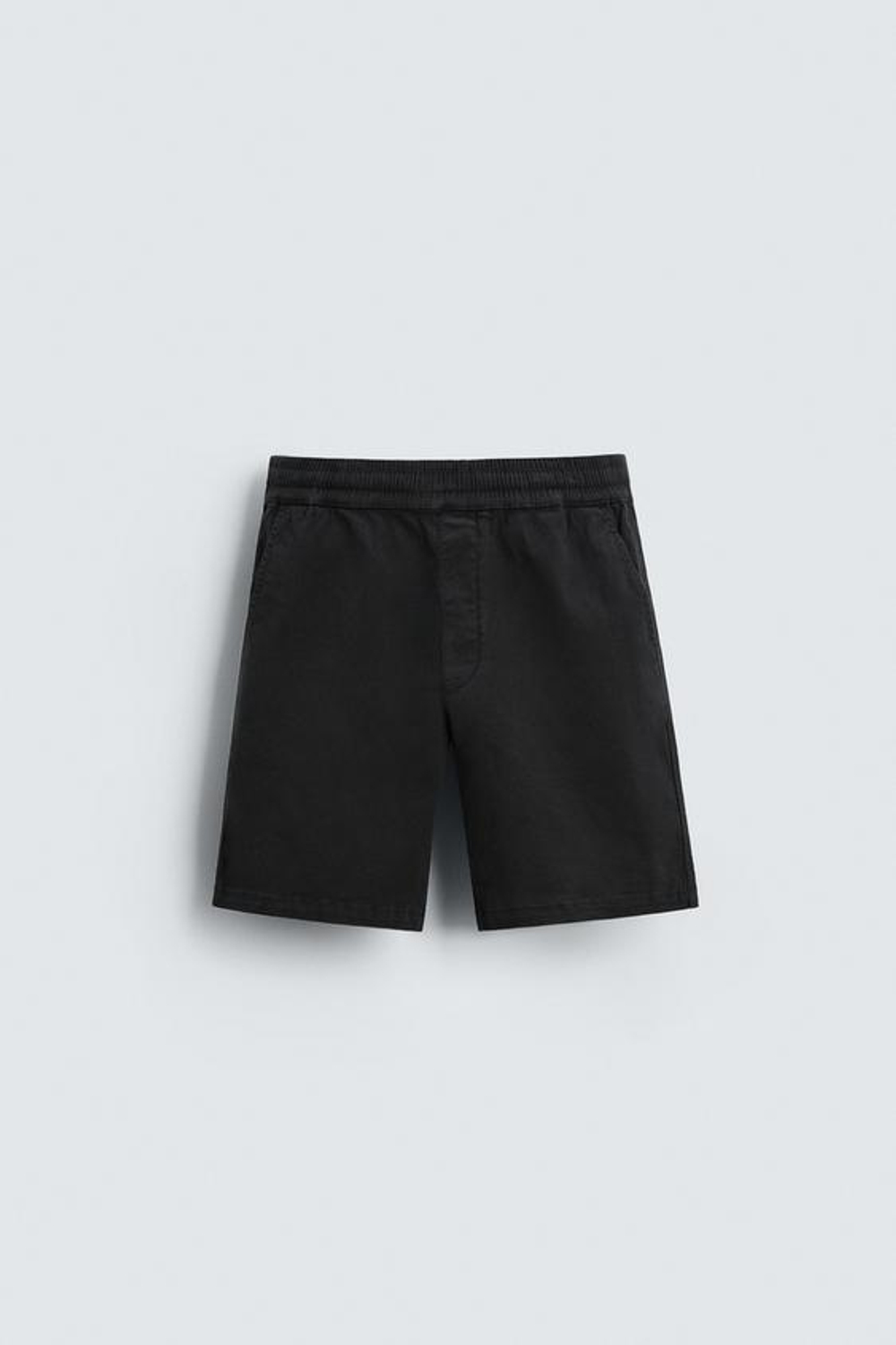ZARA ШОРТЫ ИЗ ТВИЛА RELAXED FIT, ЧЕРНЫЙ
