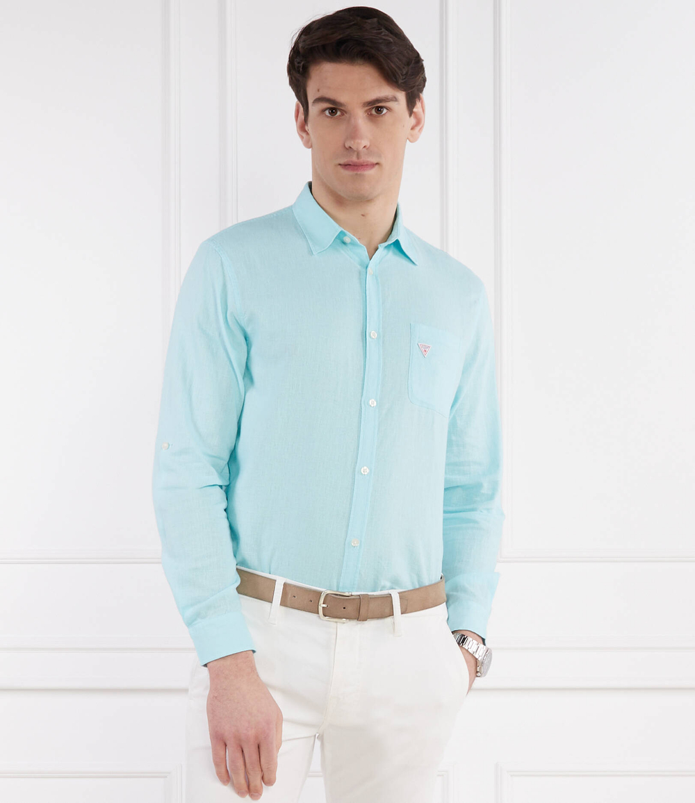 Льняная рубашка Guess Underwear - бирюзовый(F4GH00 WG3L0)