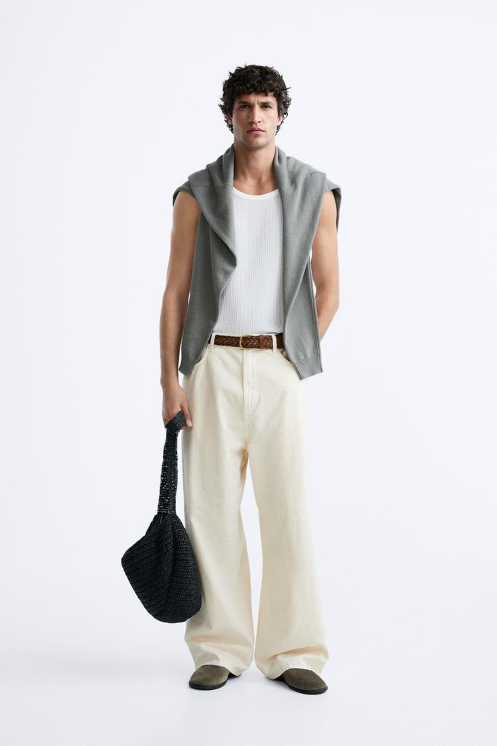 ZARA МАЙКА ИЗ РЕЛЬЕФНОЙ ТКАНИ, БЕЛЫЙ