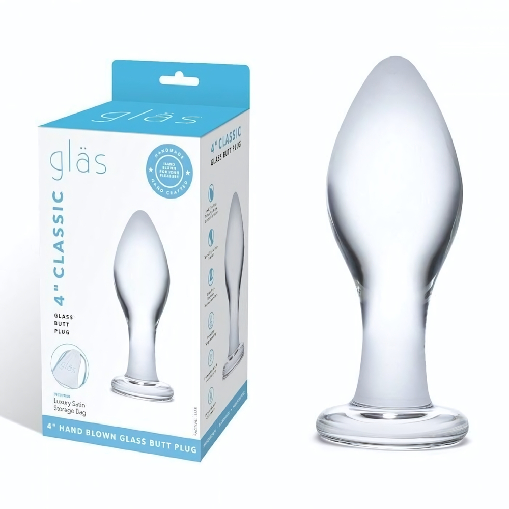 Прозрачная округлая анальная пробка Classic Glass Butt Plug - 11 см. (Цвет: прозрачный)